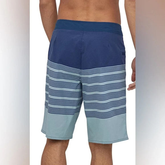 Patagonia Stretch Wavefarer Boardshort Stripe Row Band Big Sky Blue Size 36 - Picture 2 of 7